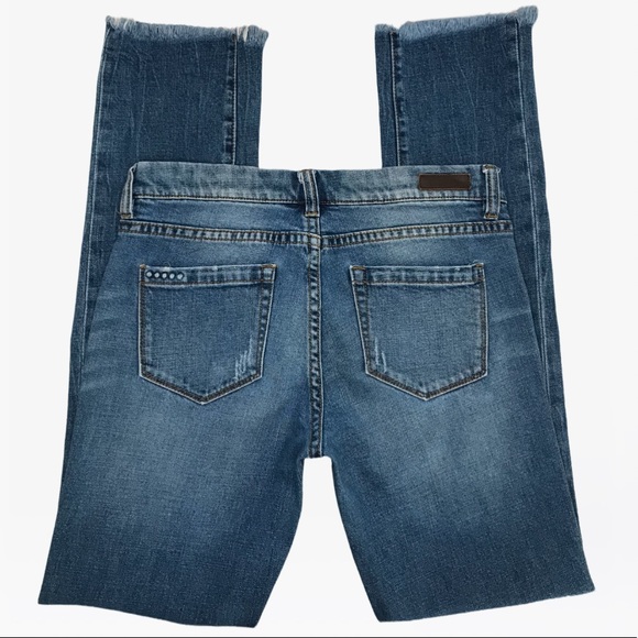 Blank NYC Distressed Raw-Hem Deep Cuff Straight Jeans 26 - Picture 5 of 14